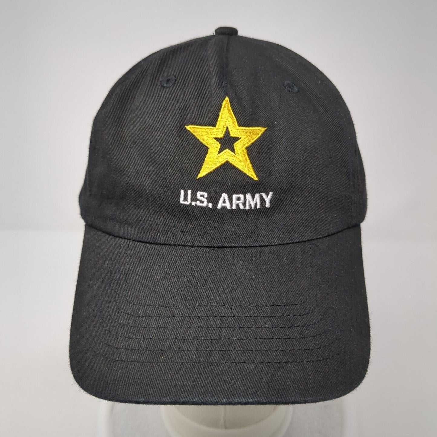 U.S. Army Strapback Hat Black One Size Adjustable Solid Embroidered