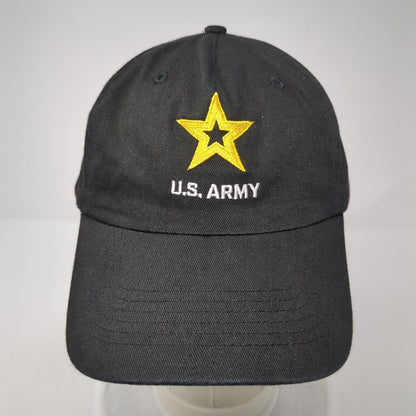 U.S. Army Strapback Hat Black One Size Adjustable Solid Embroidered