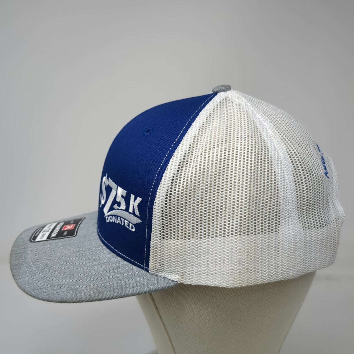 Richardson Trucker Hat Blue Gray White One Size Auto Ranch Foundation Snapback