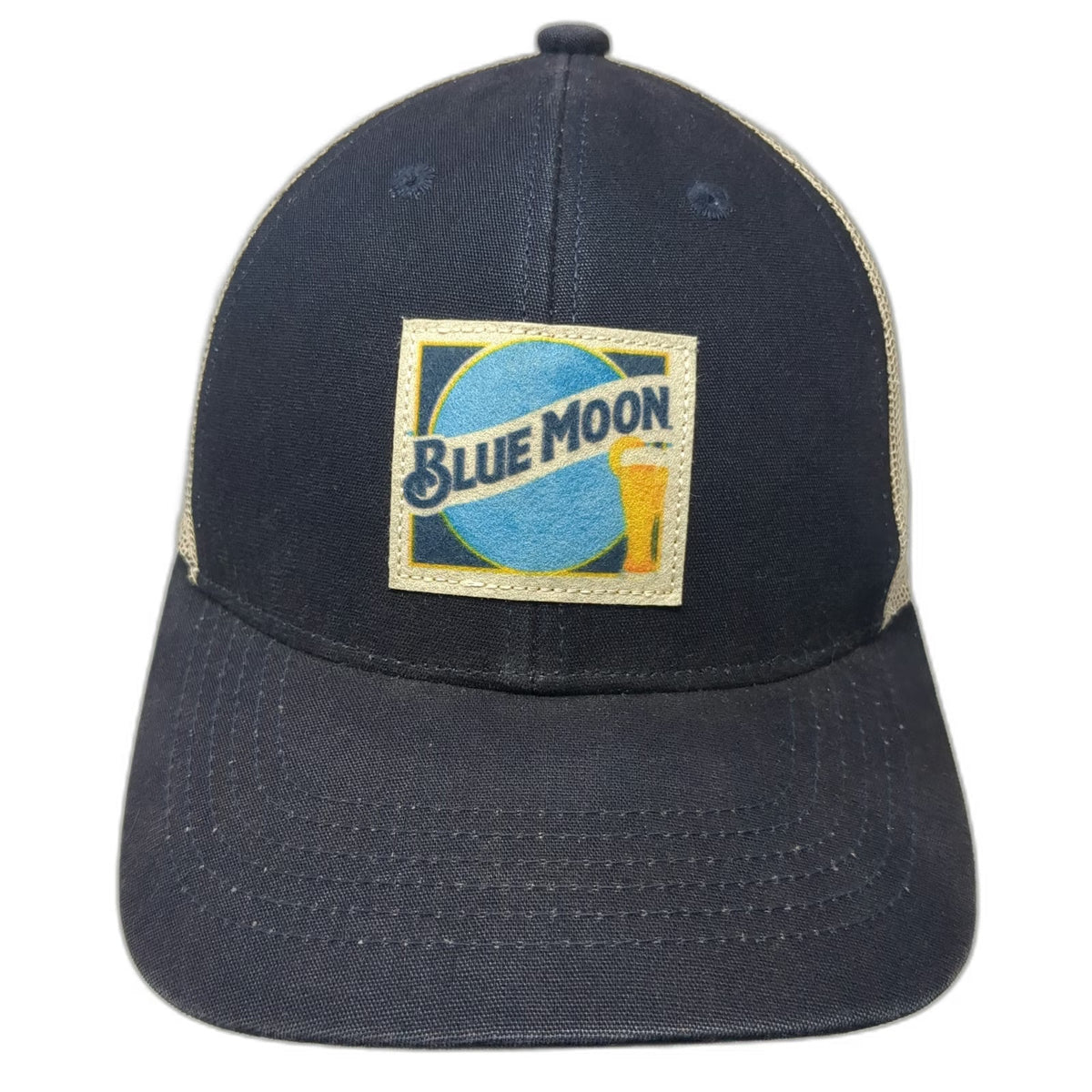 Blue Moon Beer Patch Blue Trucker Hat One Size Mesh Back Snapback Brewery Logo