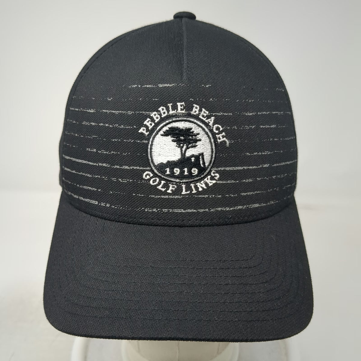 TravisMathew 5 Panel Black One Size Pebble Beach Golf Links Snapback Hat Stripes