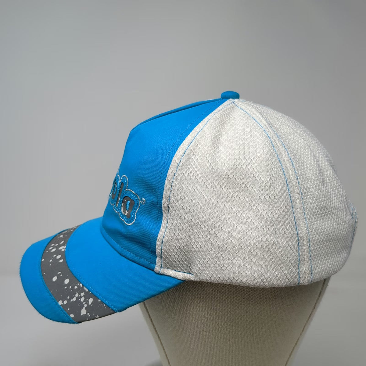 Crayola 5 Panel Hat Blue White Gray One Size Mesh Back Paint Splatter Brim