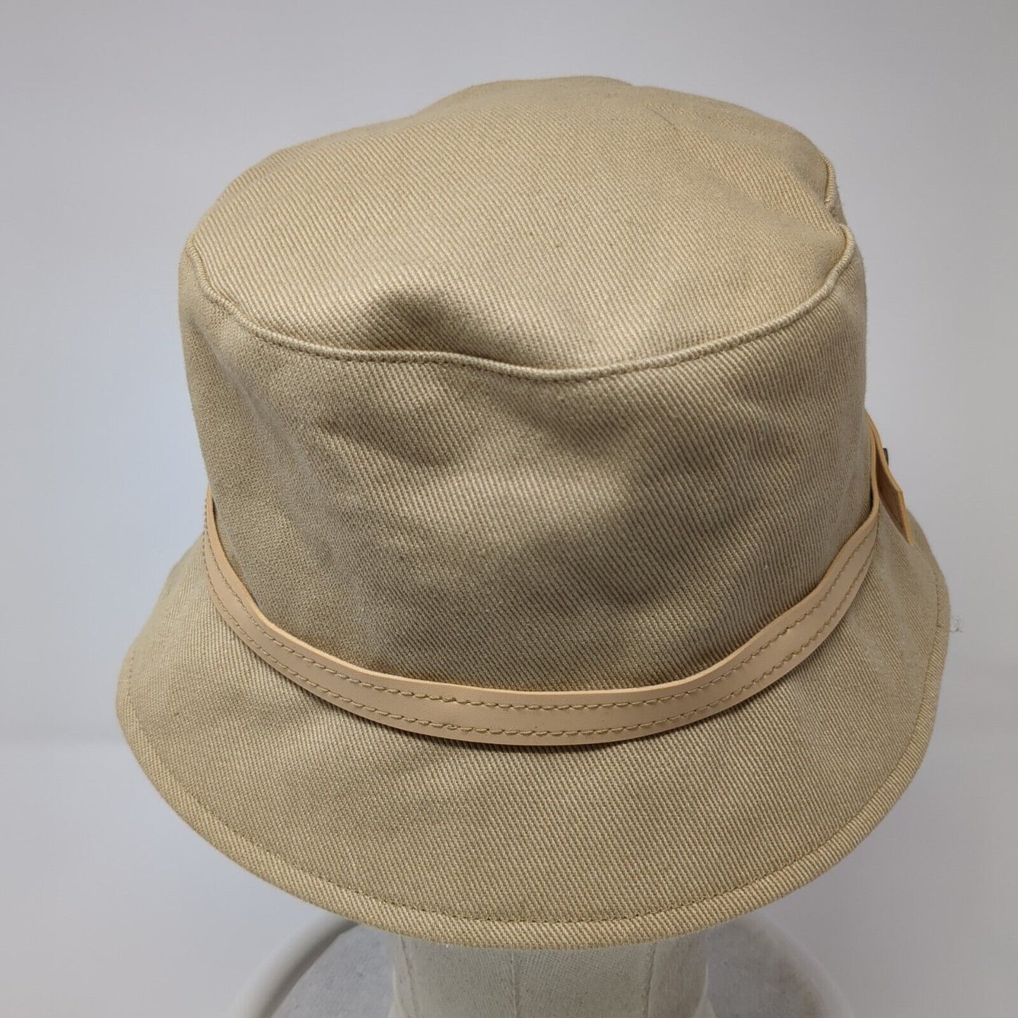 Liz Claiborne Bucket Hat Tan One Size Leather Strap Solid Outdoor