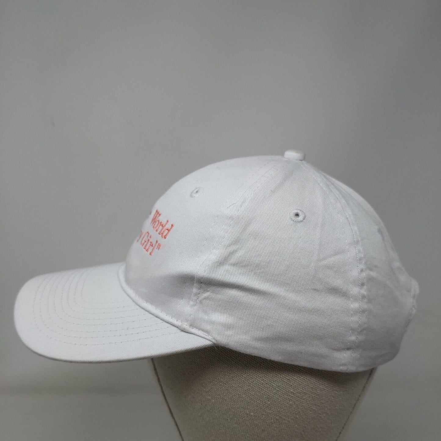 A Better World For Every Girl Strapback Hat White OS Adjustable Embroidered