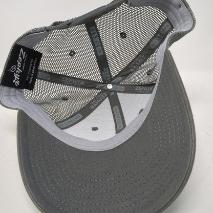 Zephyr Trucker Hat Gray One Size Bullards Bar Reservoir CA Wave Patch Snapback
