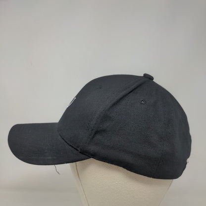 Smiley Slideback Hat Black One Size Embroidered Adjustable 6 Panel