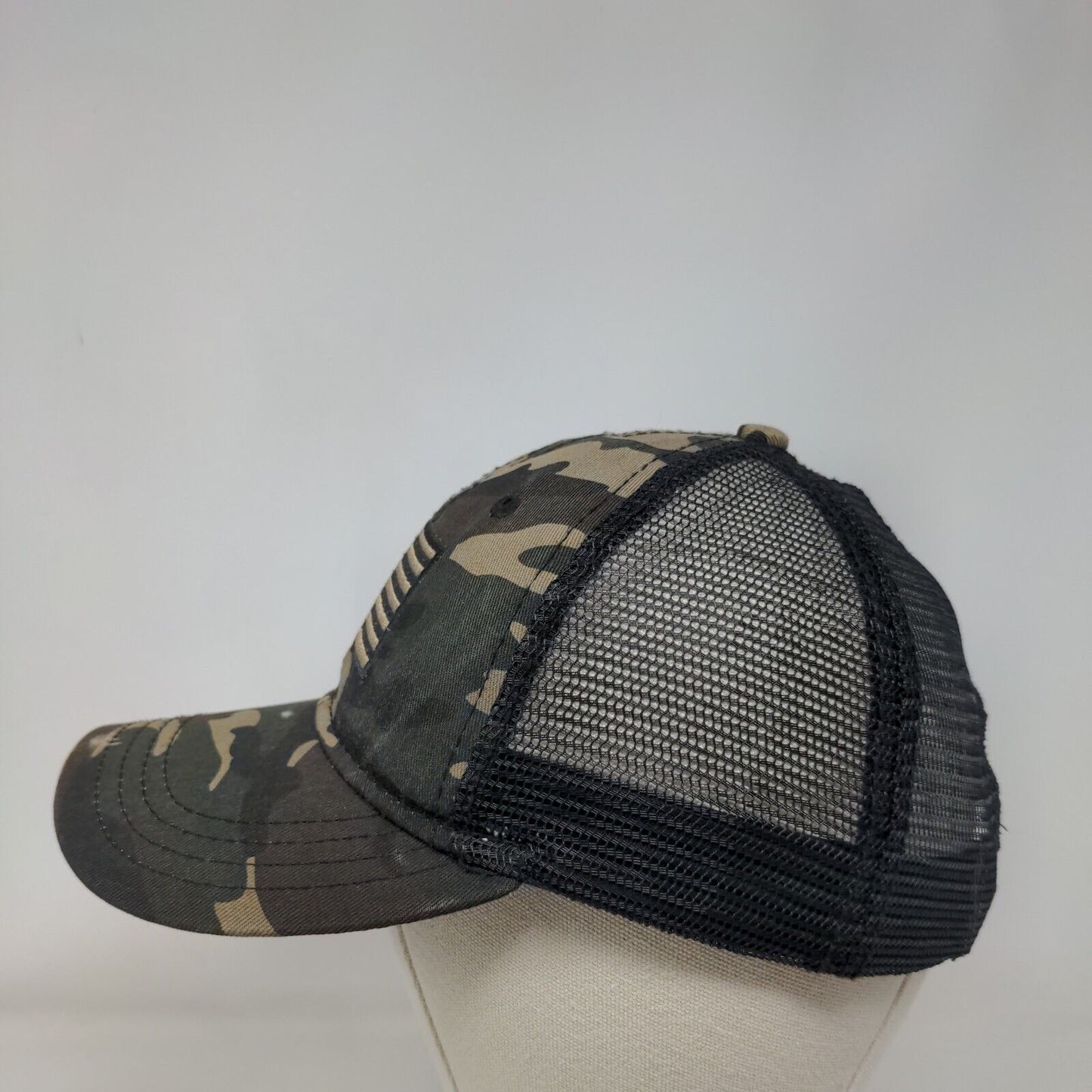 American Flag Patch Snapback Mesh Back Trucker Hat Camouflage One Size