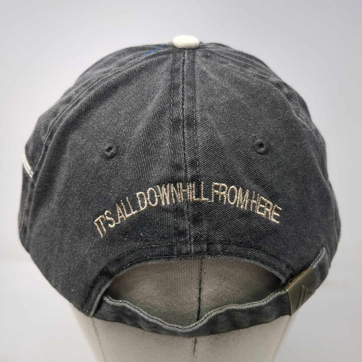 Decky Baseball Cap Gray One Size Side Zipper Pocket Hilltop Station Hat Strap