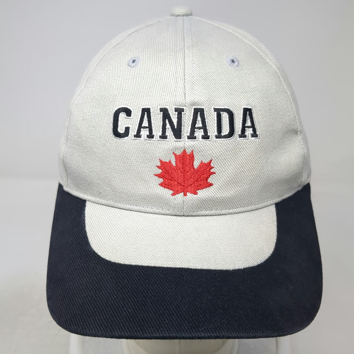 Gray Baseball Cap Canada Maple Leaf Blue Red One Size Strapback Hat Two Tone