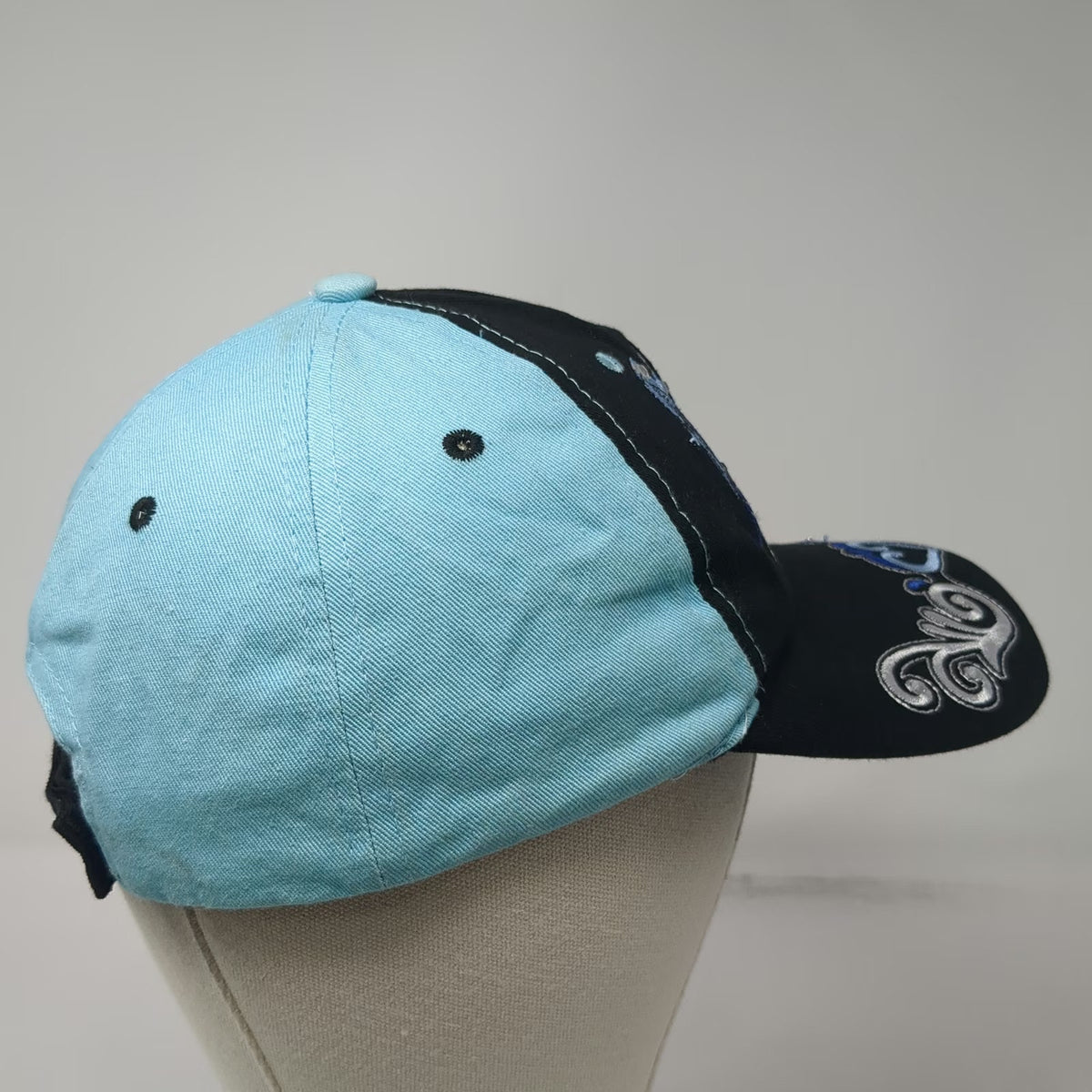 Lethal Angel Baseball Cap Black Blue One Size Winged Pistols Rhinestones Hat