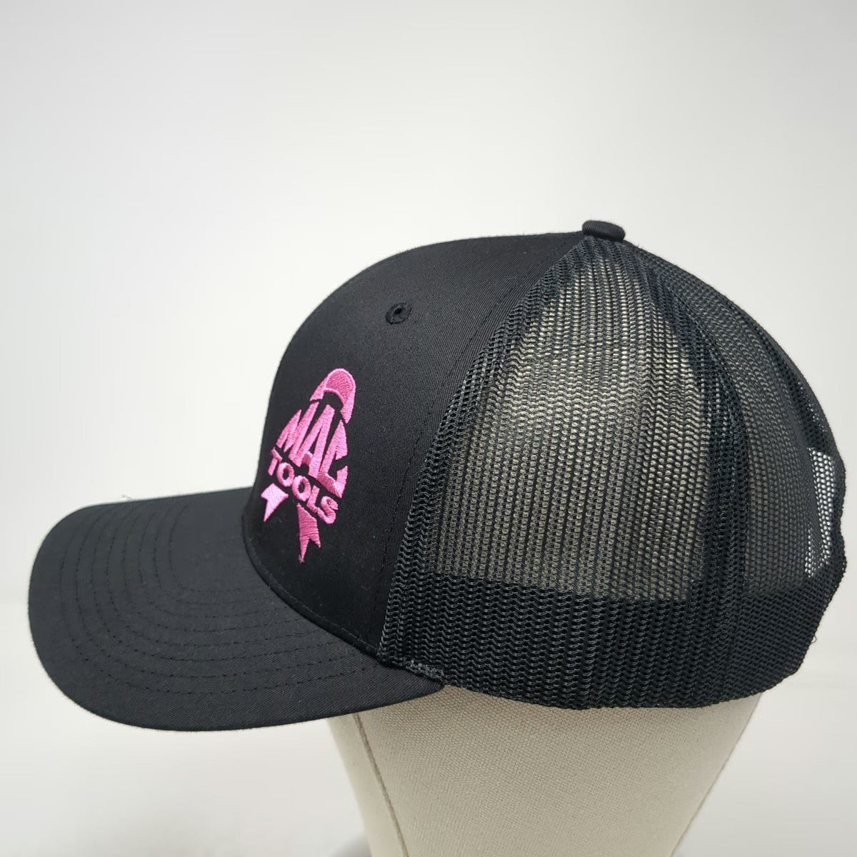 Richardson Trucker Hat Black One Size Mac Tools Pink Ribbon Mesh Snapback