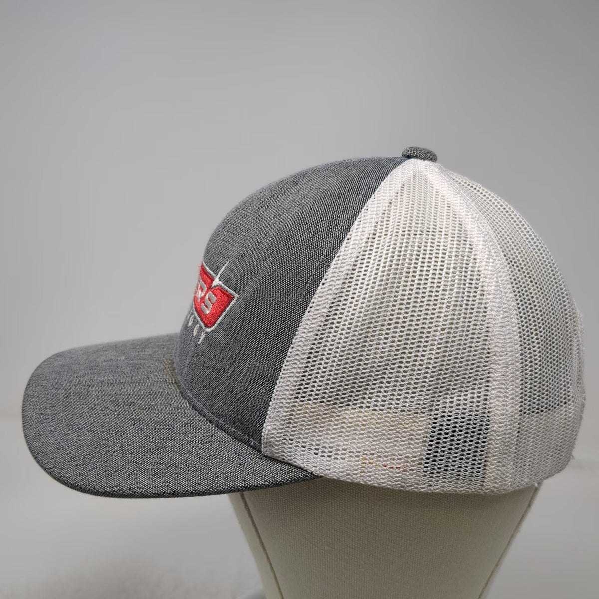 Pacific Headwear Trucker Hat Gray White OSFM Fishers Technology Mesh Snapback