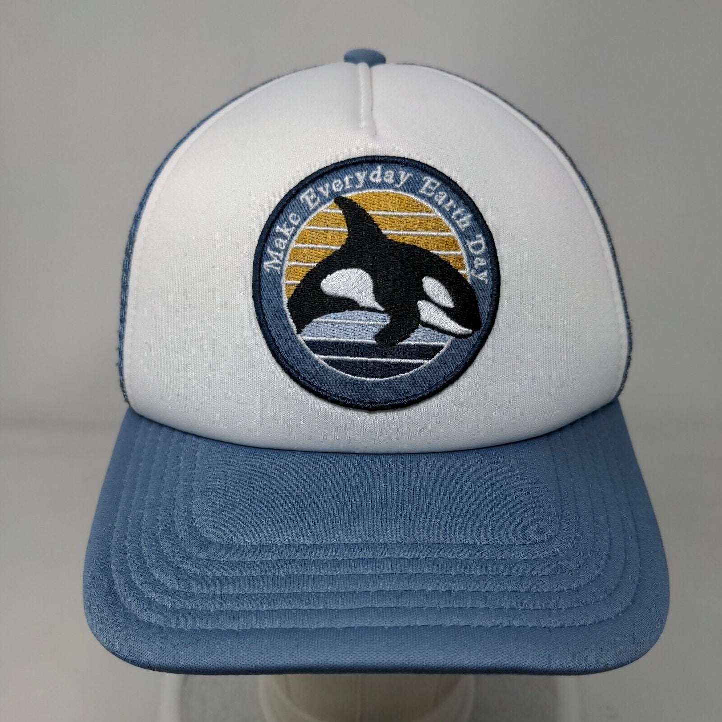 Make Everyday Earth Day Snapback Mesh Back Trucker Hat Blue OSFM Mighty Fine