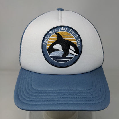 Make Everyday Earth Day Snapback Mesh Back Trucker Hat Blue OSFM Mighty Fine