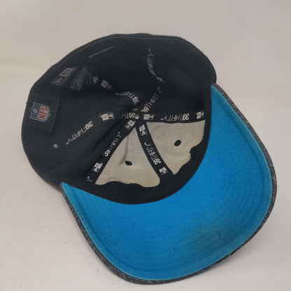 New Era Men's Fitted Hat Black S-M Embroidered Carolina Panthers Logo 39Thirty