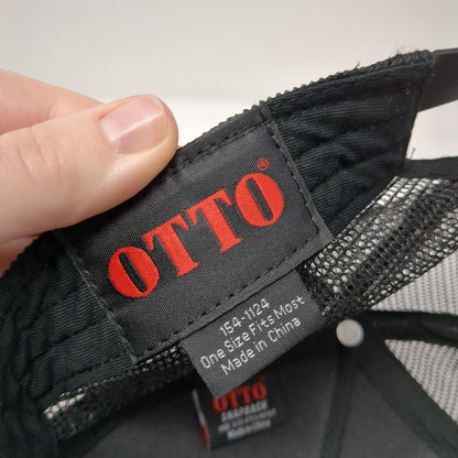 Otto Snapback Trucker Hat Black OSFM Adjustable Embroidered Mesh Back 6 Panel