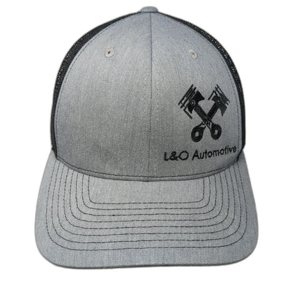 Richardson Trucker Hat Gray One Size L&O Automotive Piston Mesh Snapback Repair