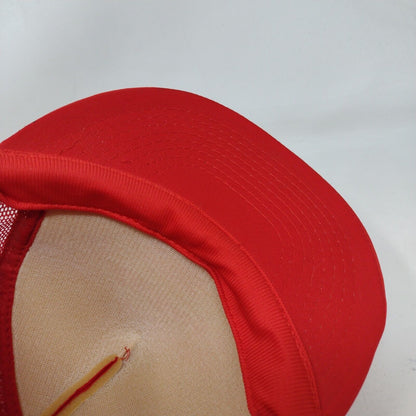 Mr. Wizard Auto Body Snapback Trucker Hat Red OSFA Adjustable Mesh Back Nissin
