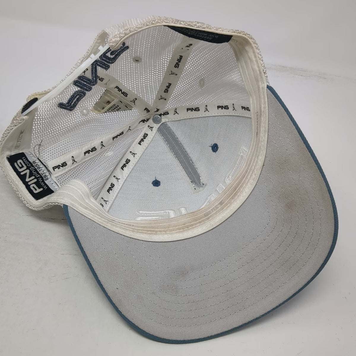 Ping Trucker Hat Blue White One Size Snapback Mesh Back Golf 110 Flexfit Tech