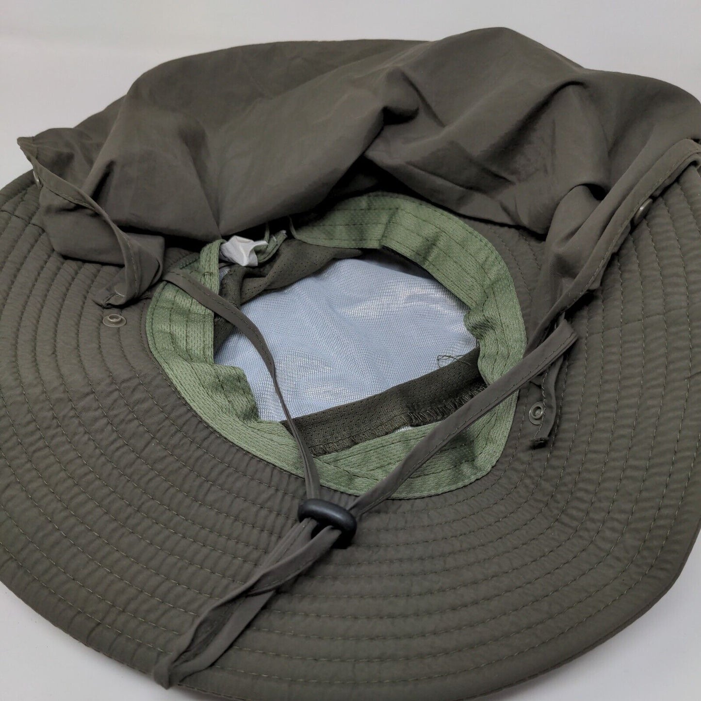 Sport Sun Hat Bucket Hat Green One Size Embroidered Ear Flaps Wide Brim Nylon