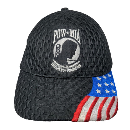 Pow Mia You Are Not Forgotten Strapback Hat Black OSFA USA Flag Patriotic