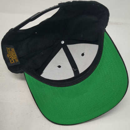 Shine Supply Snapback Black One Size Hat Flat Brim Green Underbrim Work Patch