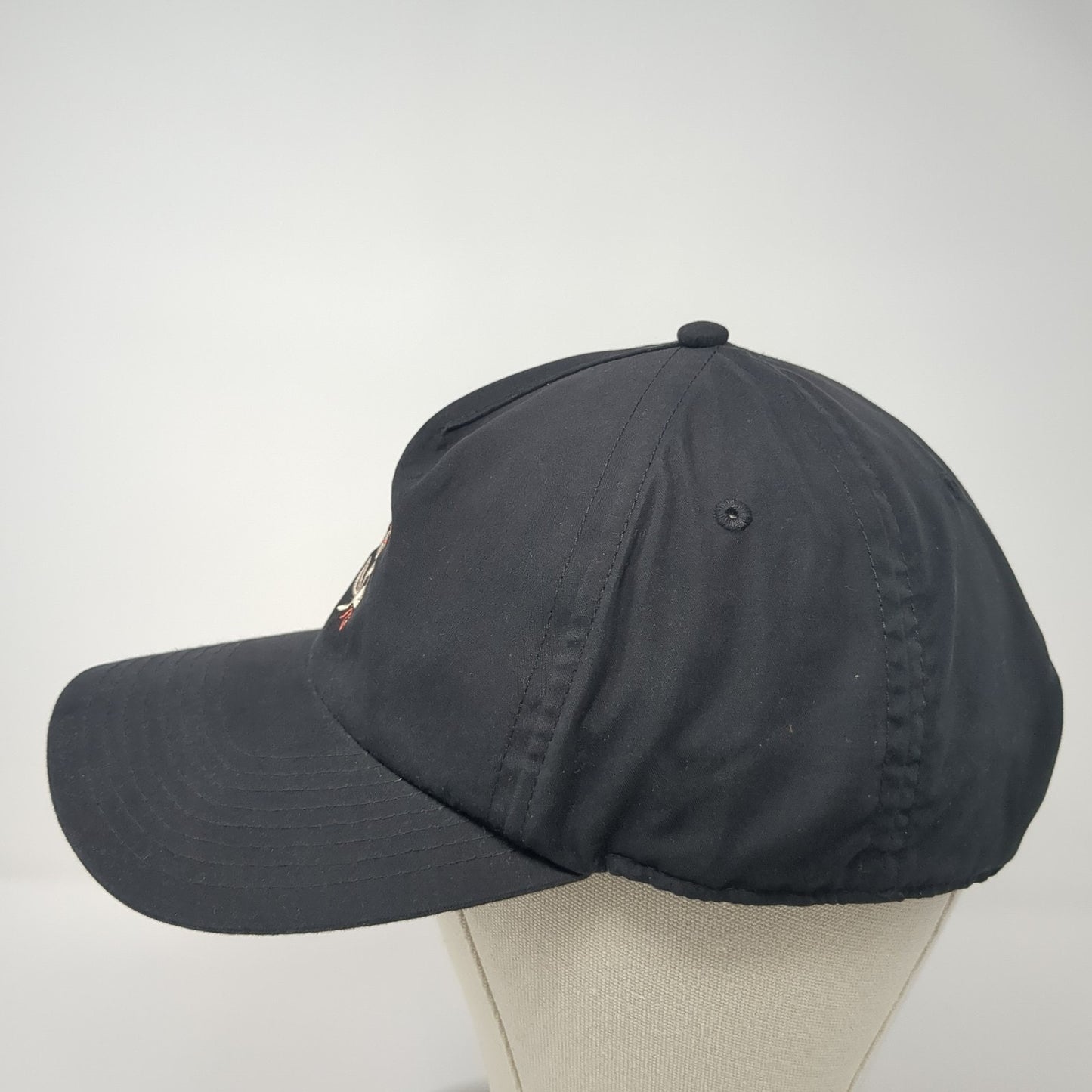 Flaming Peace Sign Snapback Hat Black One Size Adjustable Embroidered Quiksilver