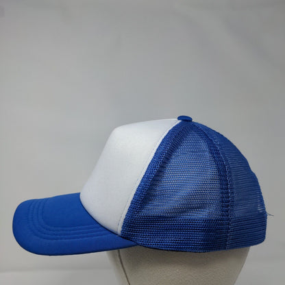 Unbranded Strapback Trucker Hat Blue One Size Adjustable Mesh Back Blank
