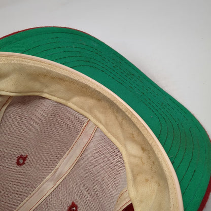 AJD Baseball Cap Red One Size Fitted Blank Green Underbrim Wool Pro-Cap Hat