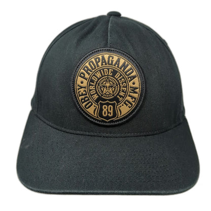 Obey 5 Panel Black Hat One Size Snapback Propaganda MFG 89 Worldwide Dissent