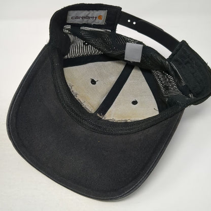 Carhartt Trucker Hat Black OSFM Snapback Mesh Embroidered Logo Workwear Canvas