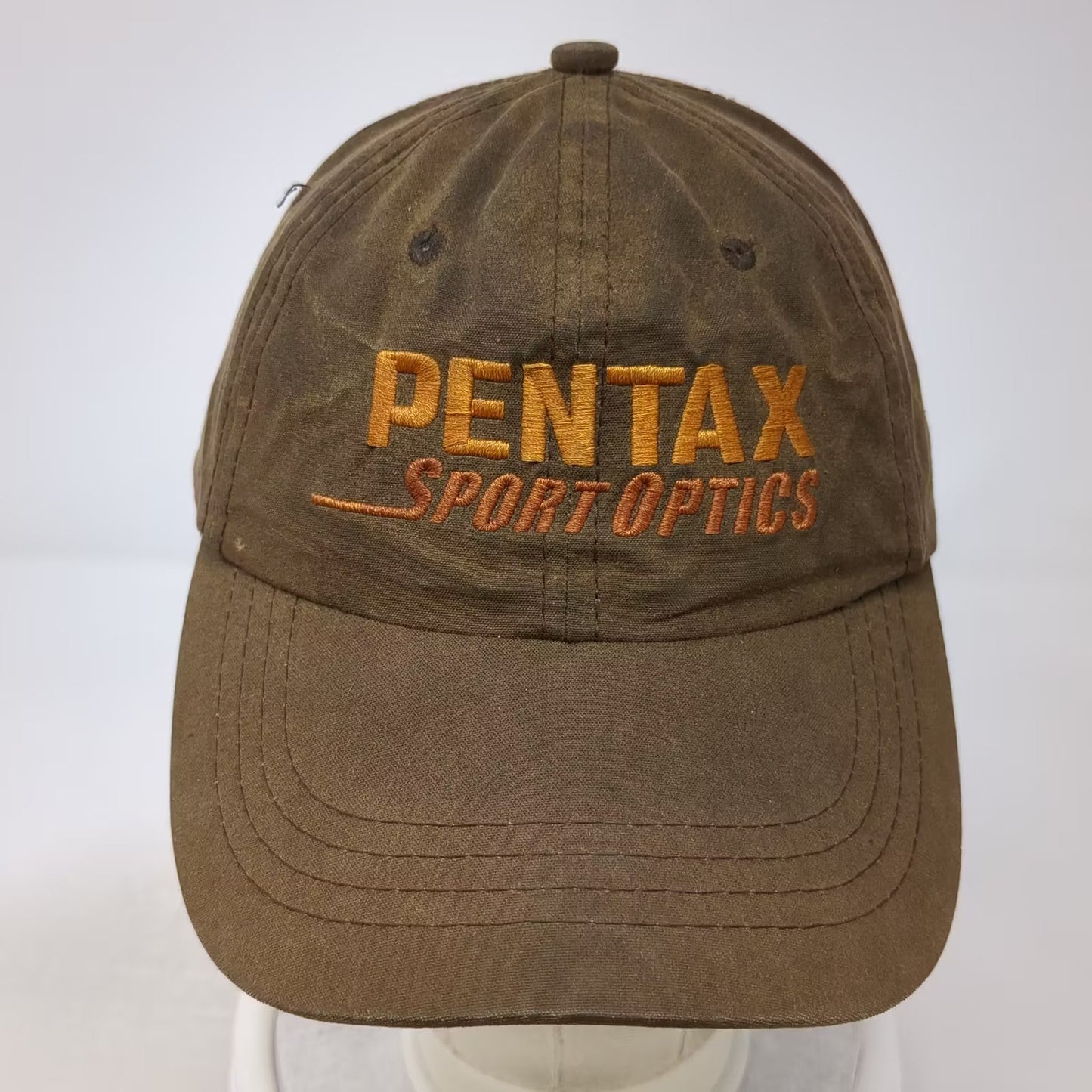 Imperial Pentax Sport Optics Brown Baseball Cap Hat One Size USA Flag Adjustable