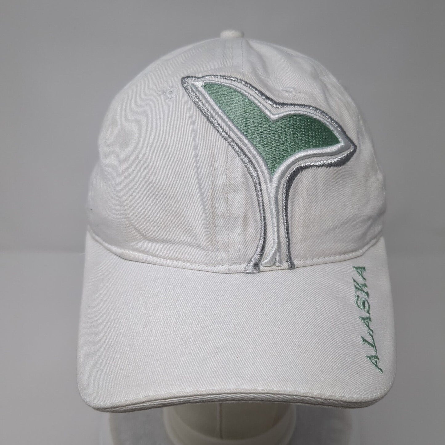 Alaska Humpback Whale Tail Strapback Hat White OSFA Embroidered 6 Panel