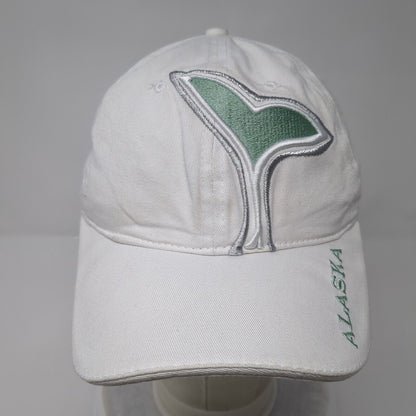 Alaska Humpback Whale Tail Strapback Hat White OSFA Embroidered 6 Panel