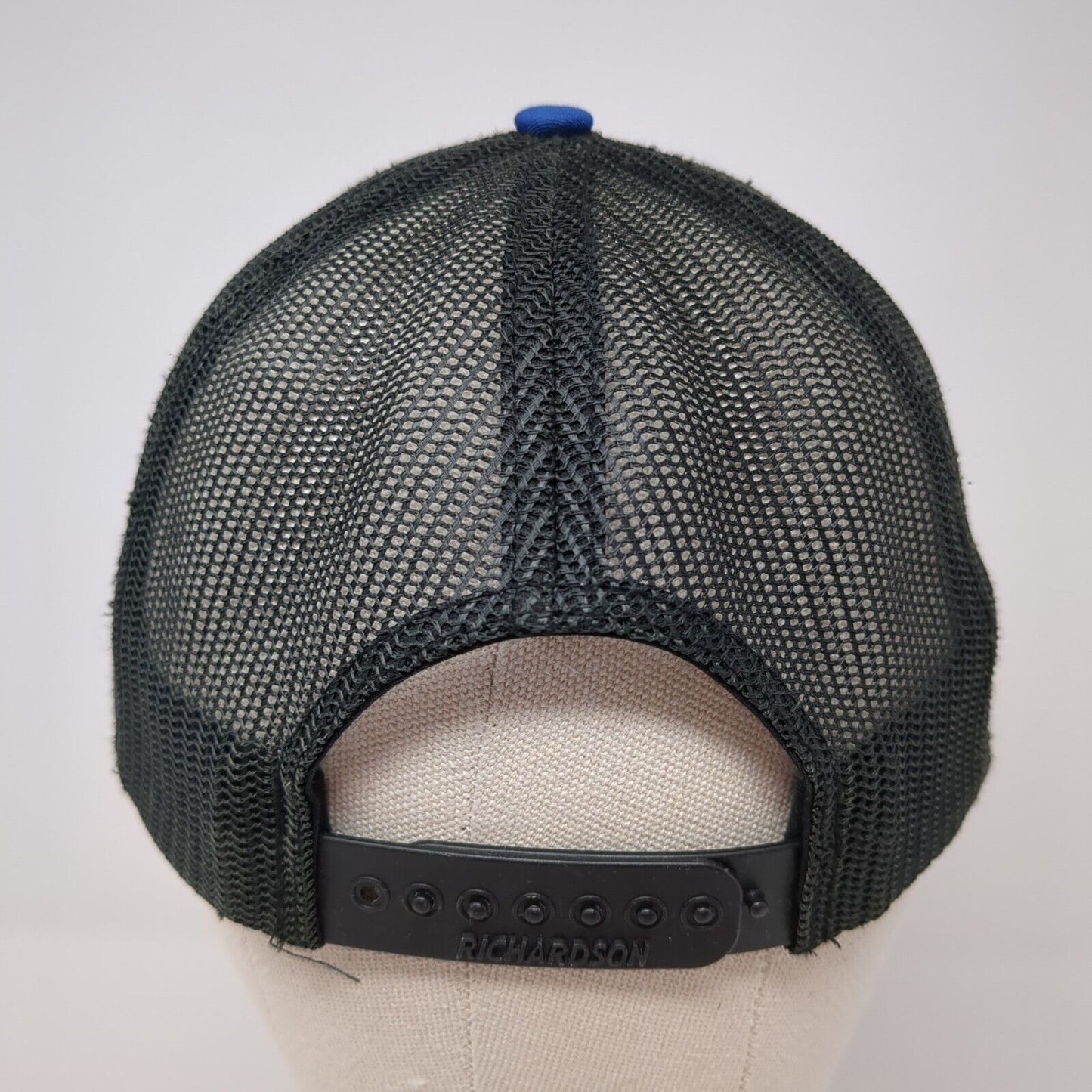 Rock & Roll Denim Patch Snapback Trucker Hat Blue One Size Mesh Back