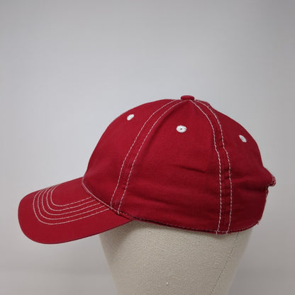 Unbranded Strapback Hat Red One Size Adjustable Vented Holes 6 Panel Blank