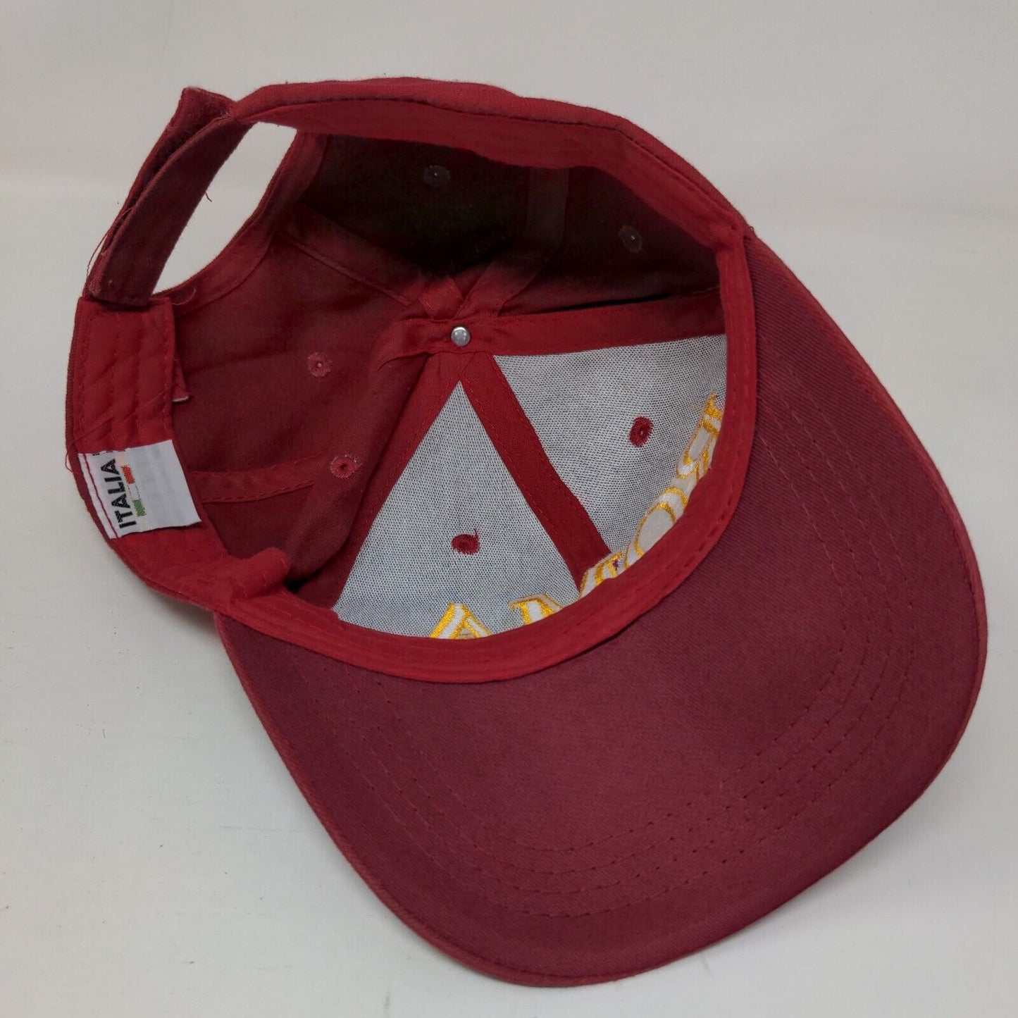 Roma 753 A.C Strapback Hat Red One Size Embroidered 6 Panel Italia