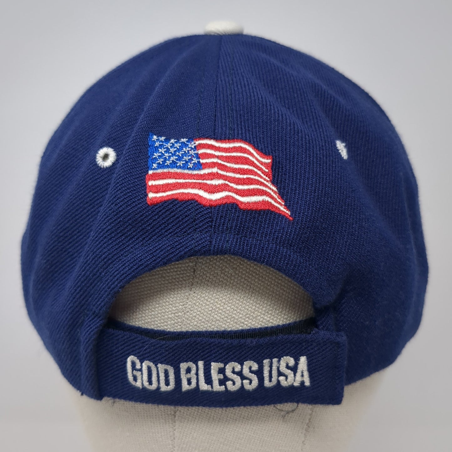 American Flag Eagle Strapback Hat Blue One Size God Bless America