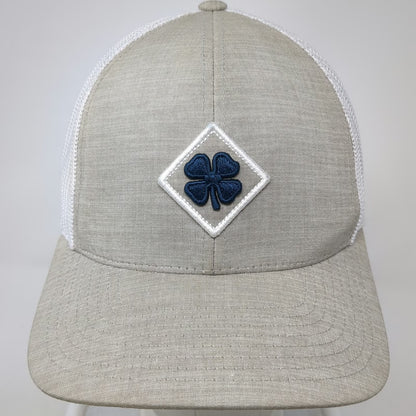 Black Clover Trucker Hat Beige White Blue One Size Mesh Back Snapback Clover