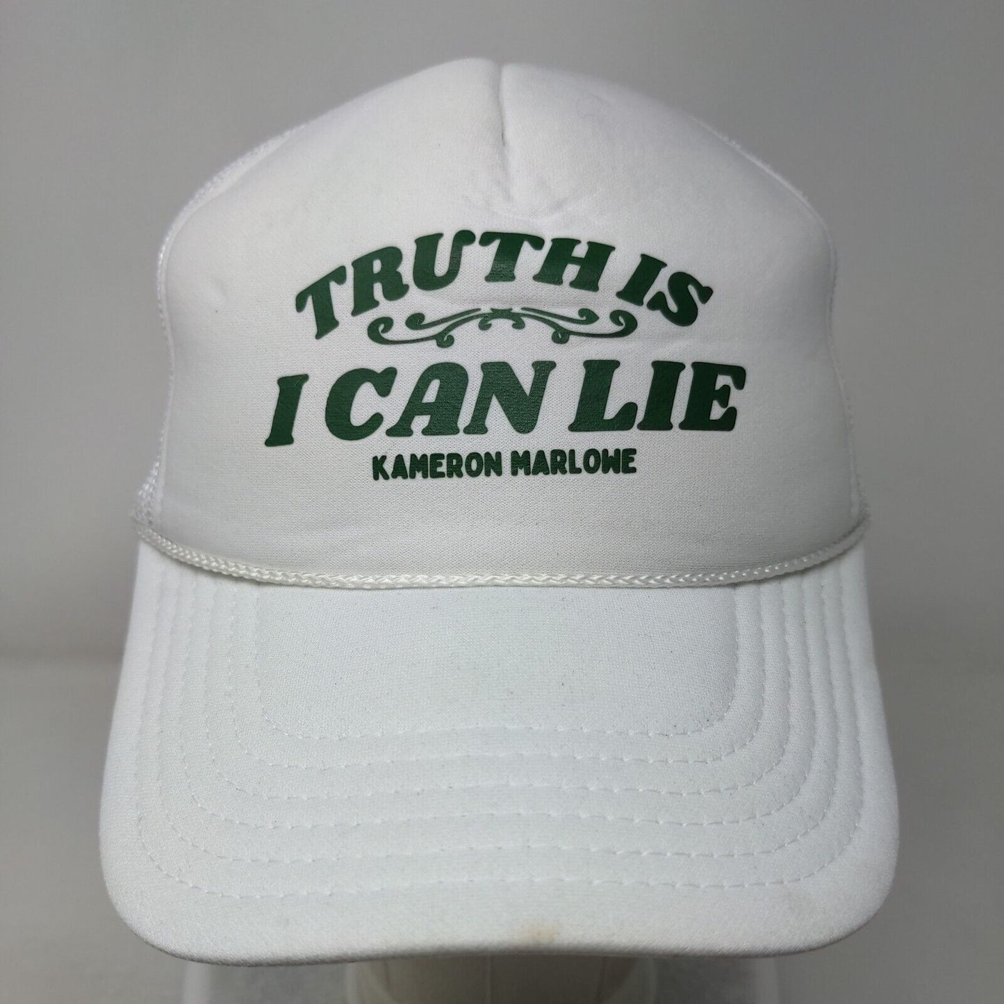 Truth Is I Can Lie Kameron Marlowe Snapback Trucker Hat White OSFM Rope Otto