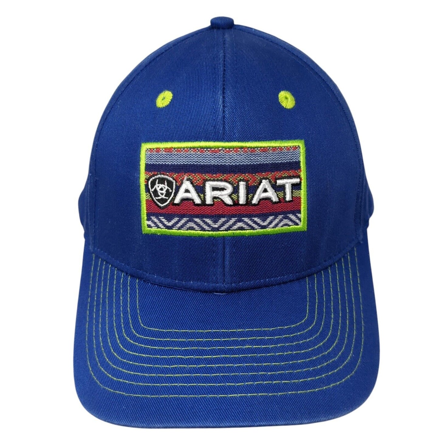 Ariat Strapback Hat Blue One Size Adjustable Embroidered Vented Holes 6 Panel
