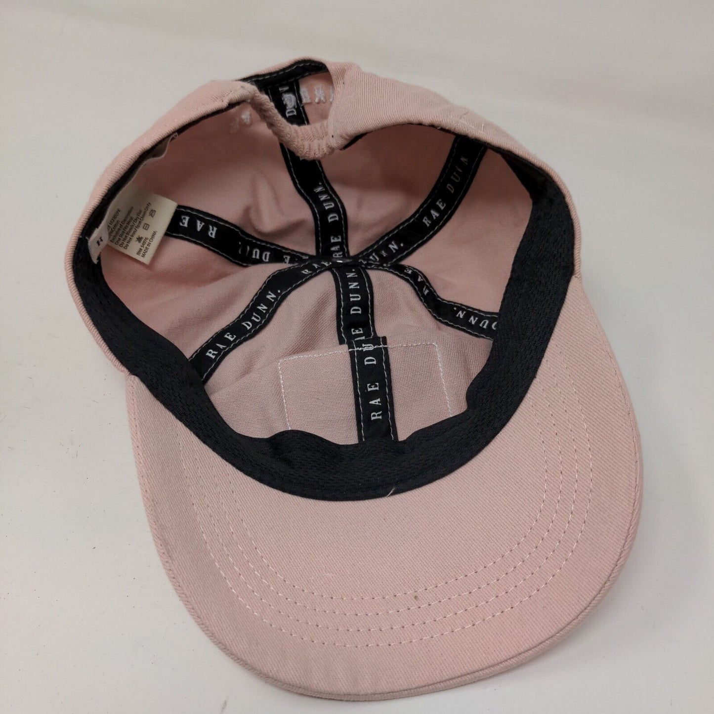 Rae Dunn Women's Stretchy Hat Pink Size OSFM 100% Cotton Patch Bear Logo