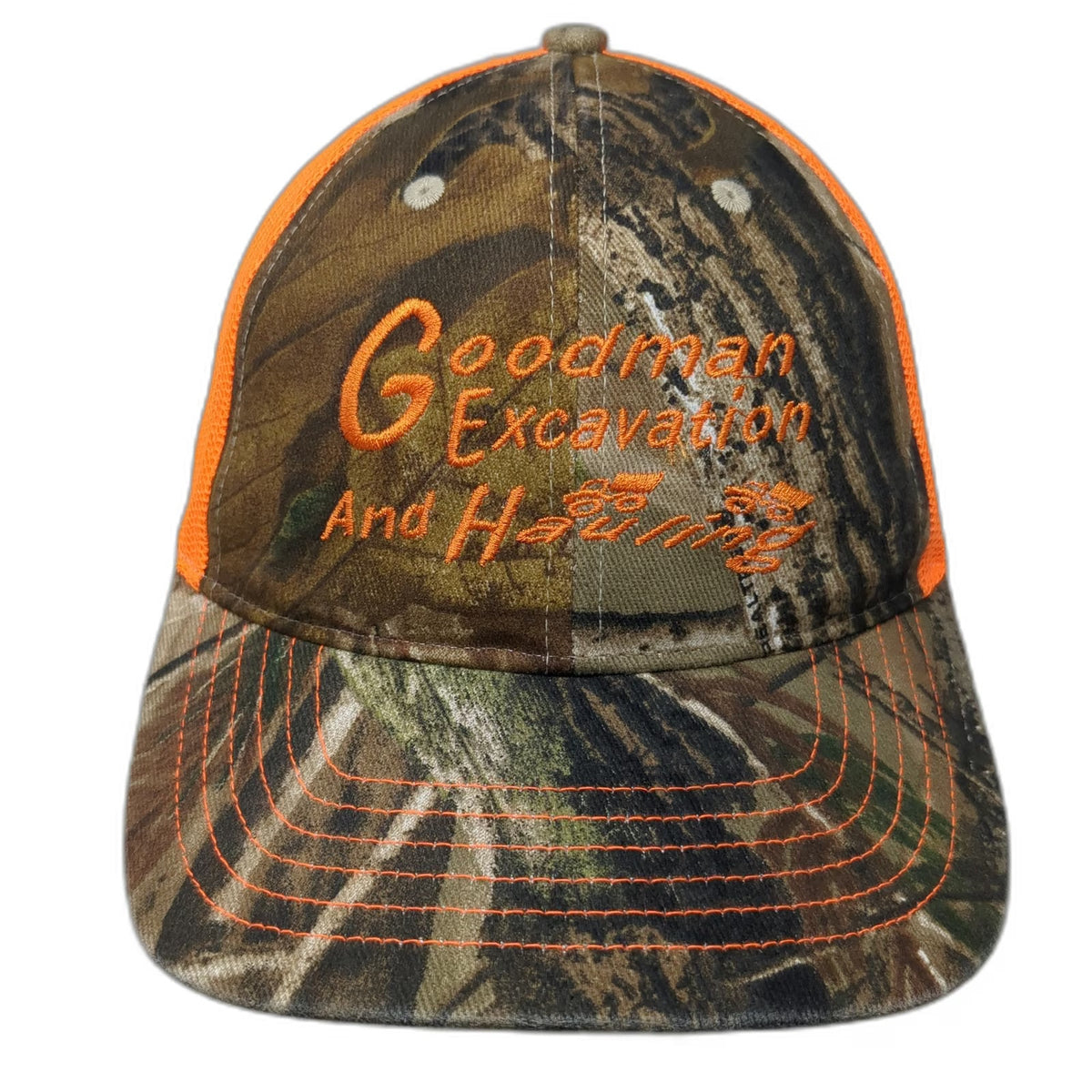 Kati Baseball Cap Orange Camo One Size Goodman Excavation Hauling Mesh Hat