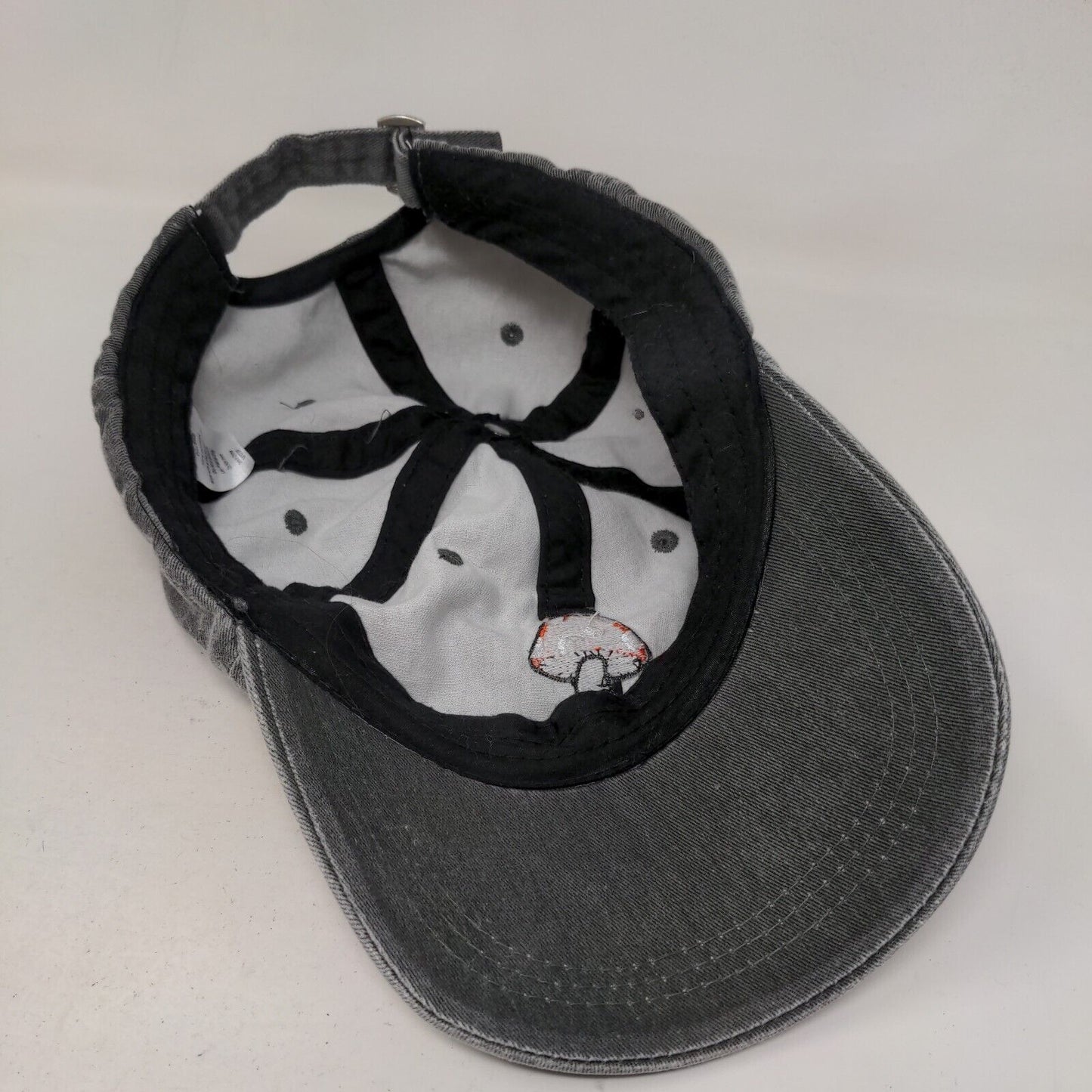 Mushroom Slideback Hat Gray One Size Embroidered Adjustable 6 Panel