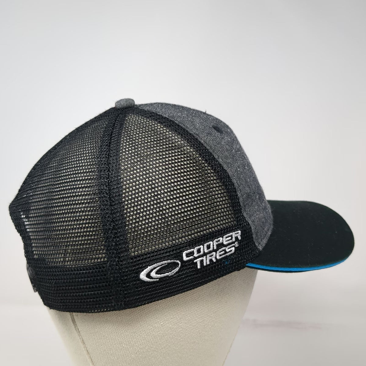 Commercial Tire Trucker Hat Black One Size Cooper Tires Mesh Snapback Blue Trim
