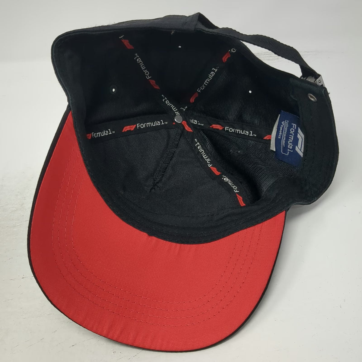 Fanatics Formula 1 Black 5 Panel One Size Hat Red 3D Logo Slideback Racing Merch