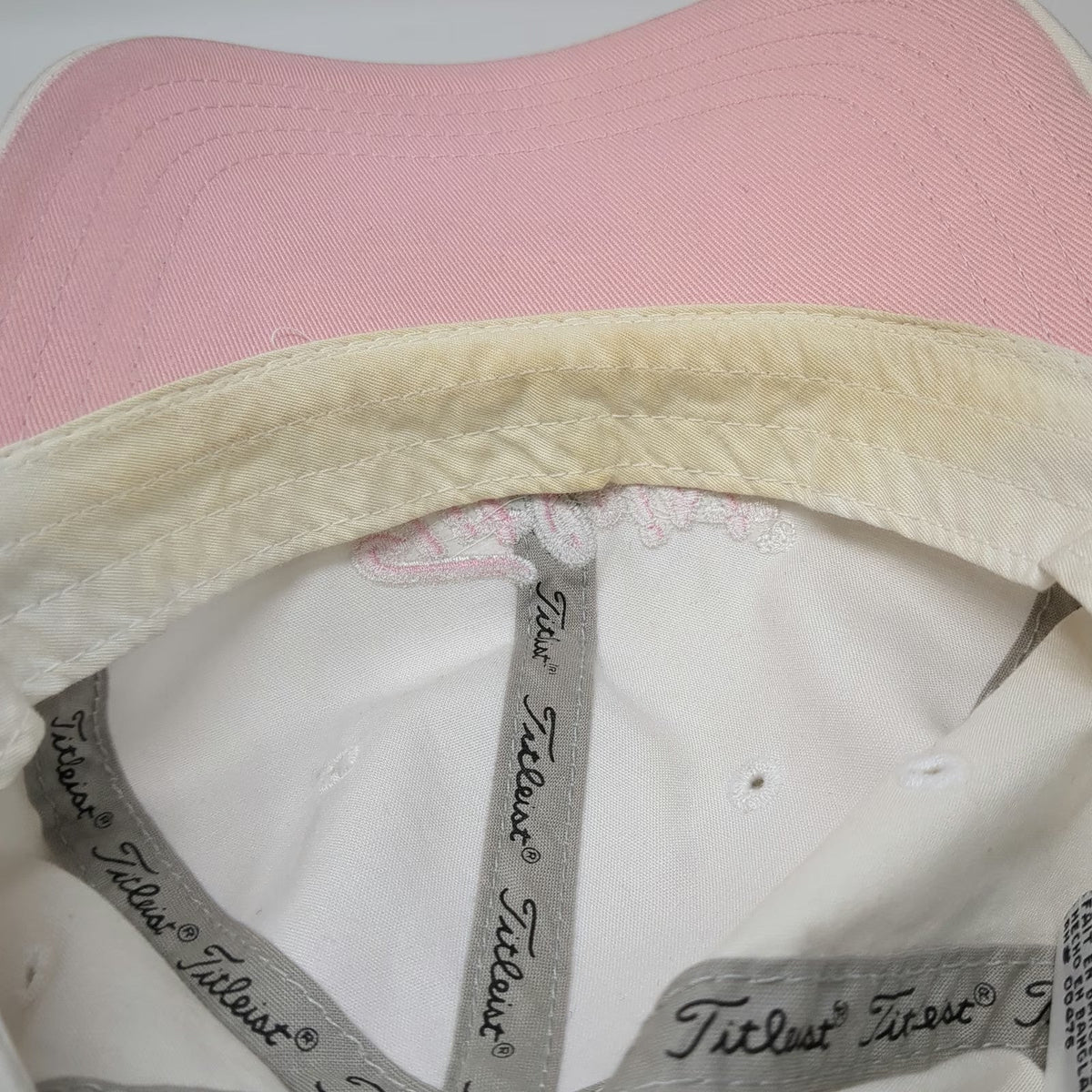 Titleist Baseball Cap White One Size Pink Script Logo Adjustable Slideback Hat