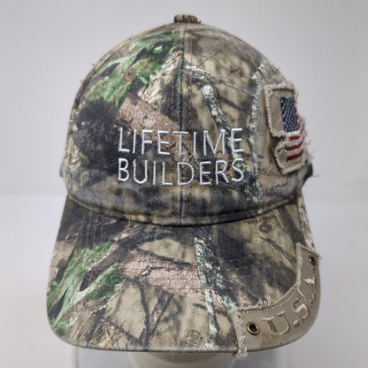 Lifetime Builders USA Strapback Hat Camouflage OS Adjustable Patriotic OC Sports