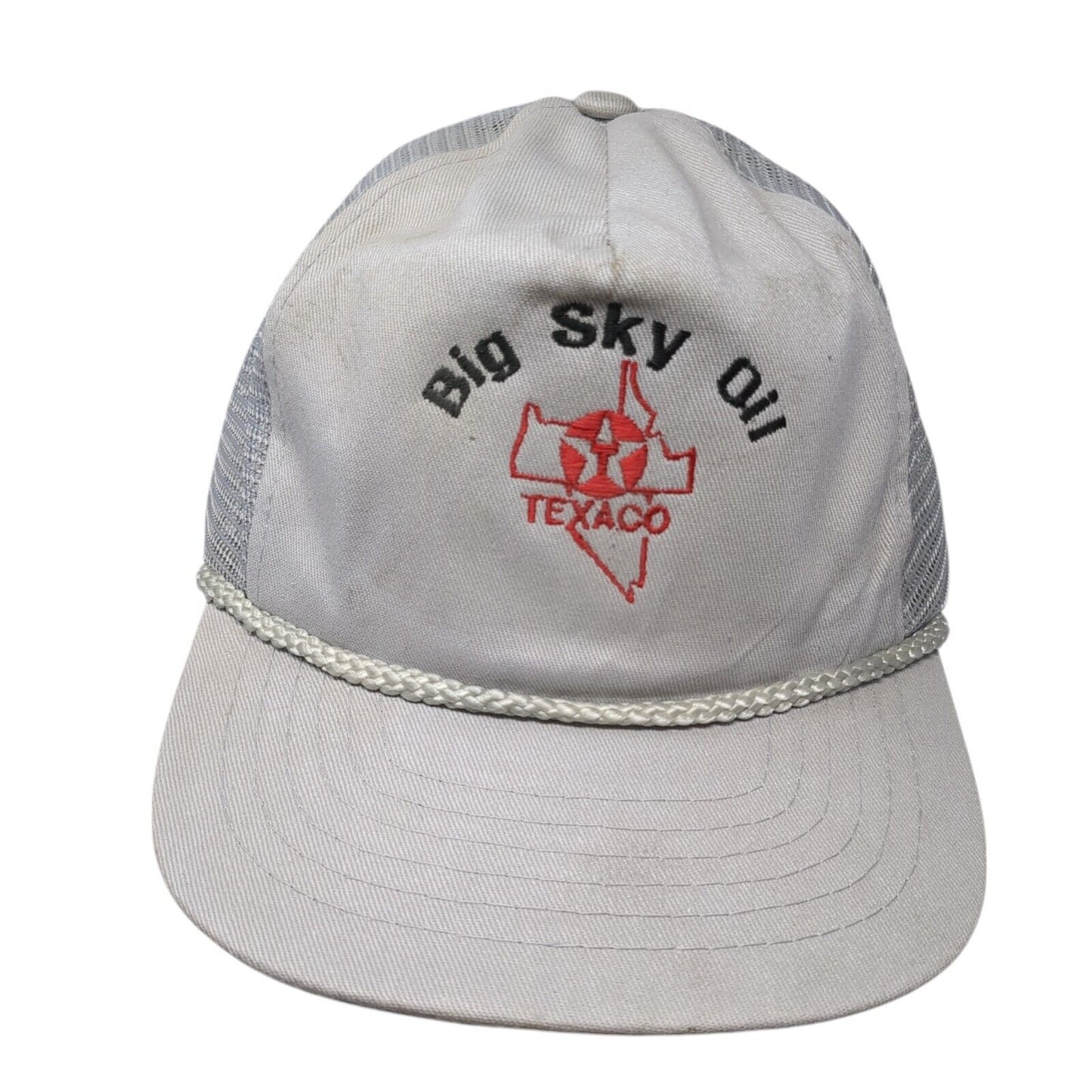 Big Sky Oil Texaco Snapback Trucker Hat Gray One Size Adjustable Mesh Back Rope