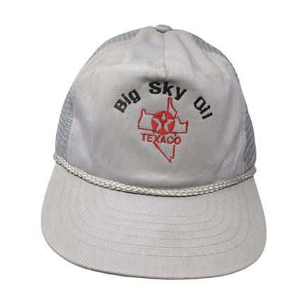 Big Sky Oil Texaco Snapback Trucker Hat Gray One Size Adjustable Mesh Back Rope